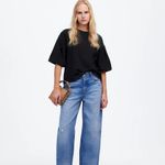 Madewell  Puff Sleeve Sweatshirt Tee in Jet Black, Size Medium Photo 1