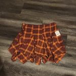 Free People  Asymmetrical Xia Skirt - Red and Orange Plaid Size S Photo 4