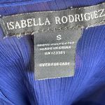 Isabella Rodriguez cobalt blue button front semi sheer peplum top size small Photo 3