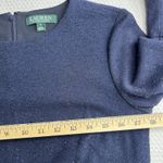 Ralph Lauren Lauren Dress Womens 8 Navy Blue Bell Sleeve Metallic Sheath Party Photo 5