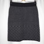 Kenar Women's Black Gray Chevron Wool Blend Pull On Stretch Mini Skirt Size M Photo 3