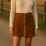 BLANKNYC Womens Suede Skirt Size 27 Brown‎ Mini Boho 70s Western Capsule Fall Brown Photo 0