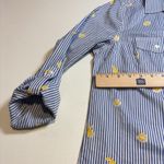 st. john's bay  Women's Button Up Spring Shirt Blue Striped Lemons M Cotton Photo 13
