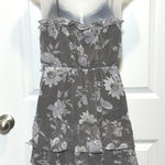 American Eagle  Outfitters Gray Floral Ruffle Tiered Mini Dress Women's Small 4 Photo 0