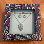 Tommy Bahama  Silver Palm Necklace &‎ Earrings Photo 0