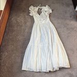 Lulus  Brunch Plans White Swiss Dot Smocked Backless Midi Dress SIZE M Photo 8