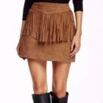 Walter Baker 100% Brown Leather Coachella Festival Fringe Riley Skirt NEW Photo 0