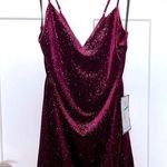 B Darlin NWT Glitter Velvet Bow Dress - Garnet - Juniors XL Photo 0