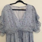 The Clothing Company  size large ruffle baby blue dress v neck shirt sleeve girly Photo 2