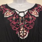 Francesca's Women's Francesca’s Black w/ Pink Embroidery Boho Cover Up Swimsuit Size Large Photo 3
