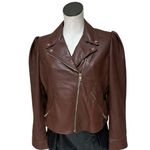 Chico's NWOT CHICO’s Faux Leather Cropped Moto Jacket In Chocolate Brown Photo 5