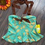 Daisy NWT UNIQUE VINTAGE X Smiley Green Peplum Halter Top LARGE Photo 5