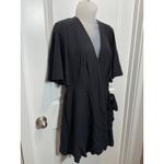 Ava & Viv AVA VIV Womens Black Wrap Romper 1X Short Sleeve V Neck Tie Photo 1