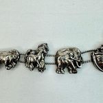 Vintage Noahs Ark Slider Charm Bracelet Silver Tone Fashion Jewelry Boat Animals Photo 2
