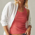 American Giant Ribbed Tank Top Coral Red Size S Made in USA Fitted Basic Orange Photo 0