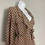 Didi Wrap Blouse Floral Print Ruffle Size Small Women Top Brown Green Purple Mod Photo 11