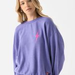 Aviator Nation  Bolt 2 Relaxed Crewneck sweatshirt Lavender and Neon Pink XL New Photo 0