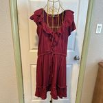 Old Navy  Ruffled wine colored v neck tied Mini Dress with pockets size XL Photo 2