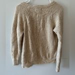 it's our time Sweater Women's Medium Beige V-neck Knit Winter Cabincore Pullover Photo 5