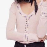 We the Free / Free People Rose Rainbow Thermal Embroidery Henley Top Size S Photo 1