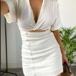 ZARA  Short Linen Blend Dress With Cut-Out Oyster White 4661/145 size XS Photo 8
