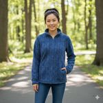 Columbia  Women XL Blue Herringbone Fleece Quarter Zip Pullover Long Sleeve Photo 1