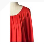 J.Crew  Shirt Women Large Orange Red Jersey Pleated Front Long Sleeve Top Preppy Photo 5