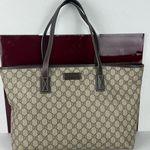 Gucci GG Supreme Monogram Medium Zippered Shopping Tote Dark Brown. Photo 0