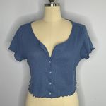 SheIn Curve EZwear Lettuce Edge Button Front Waffle Knit Top- Size 2XL Photo 0