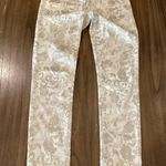 Cache Floral Lace Jacquard Print Skinny Jeans Gold/Off White lowrise Pants 2 Photo 0