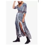 Free People  Mexicali Rose Smocked Waist Maxi Dress Blue Size XS Boho Bohemian Photo 15
