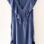 1. State  V-Neck Ruffle Textured Blue Dress Photo 1
