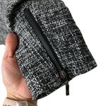 Love Stitch Tweed Blazer Size Large Faux Leather Black White Zip Front New Photo 7