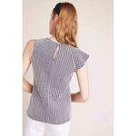 Anthropologie Dolan Medium Left Coast Callan Ruffled Houndstooth Top Sleeveless Black Photo 2