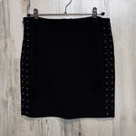 Forever 21 Black Lace-Up Mini Skirt | Side Corset Detail Bodycon Skirt Size Medi Photo 0