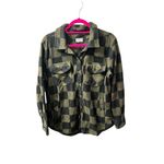 Weekends Everyday Flannel Shirt Jacket Women Size Small Checkerboard Black Olive Green Photo 1