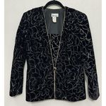 Patra Velvet Lurex Floral Jimi Hendrix Style Jacket Size 8/medium Made in USA Blue Photo 3