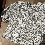 India Collection Emerson Fry Puff Isla Charcoal Leopard Print Cotton Blouse Gray Size XS Photo 3