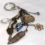 Source Unknown Southwestern Boho Beads/Charms Dangles Silver/Gold/Black Chain 7" Purse Keychain Photo 0