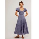 Free People Dainty Ethereal Sundrenched Short Sleeve Maxi Size Large Periwinkle Photo 13