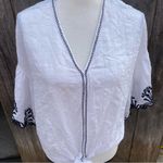 Max Studio  Embroidered Waist-Tie Top Wide 1/2 Sleeve Size XL Photo 2