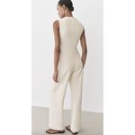 Mango  Sleeveless Tweed Jumpsuit in Cream Size Small Photo 8