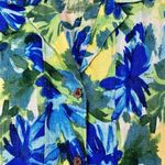 Chico's  Women’s Floral Watercolor Linen Top Short Sleeve Blue Green Size 1 Photo 1