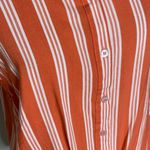 Code x Mode Orange/White Striped Button Up Tie Front Casual Blouse S Photo 2