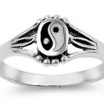 Silver Tone Yin Yang Ring Black Photo 1