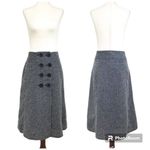 Nic+Zoe  Button Front Tweed Midi Skirt Gray A-Line Double Breasted Career‎ Size 6 Photo 1
