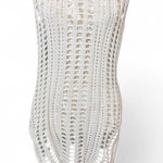 White Open Knit Crochet Sleeveless Cover Up Dress Size M Boho Cottage Core Size M Photo 0