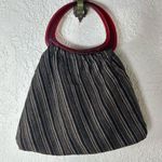Vintage Knit Tote Bag Open Top Resin Plastic Handles BOHO Whimsigoth Brown Photo 1