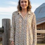 Jane and Delancey  Floral Button-Up Blouse Shirt Yellow Village Western Boho XL Photo 0