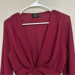 VICI  burgundy plunge v neck tie front blouse women’s size small Photo 2